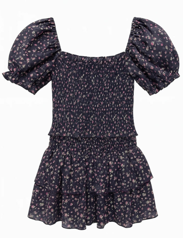 Katie J NYC Juniors Lainey Print Dress - Midnight Ditsy Floral
