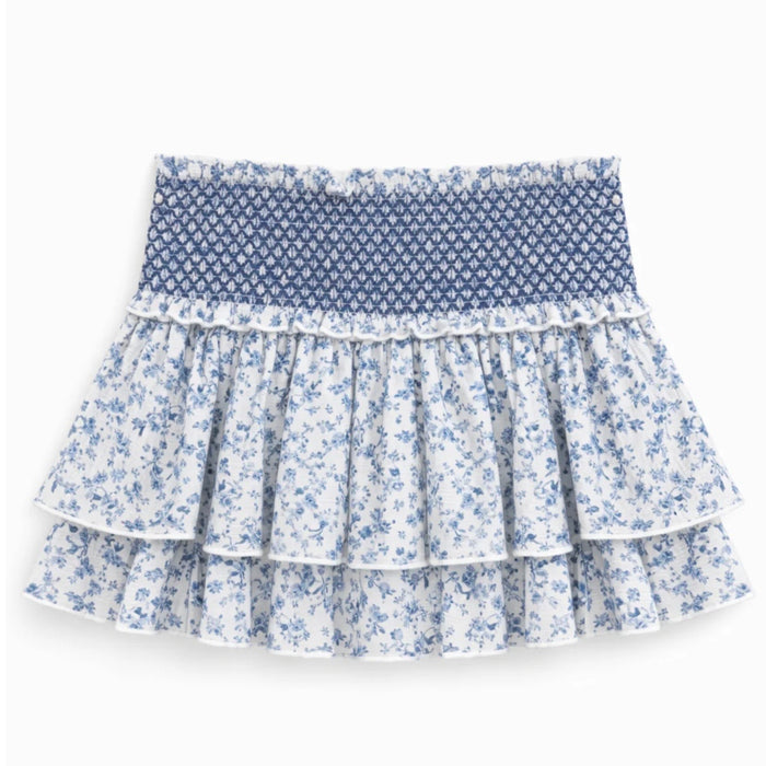 Katie J NYC  Girls/Tween Dominique Smocked Waist Ruffled Skort - Blue Toile