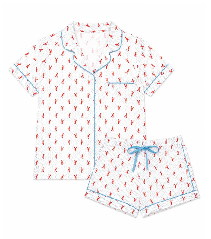 Katie J NYC Junior Lynn Shorts Lounge Set - Lobster Polka Dot