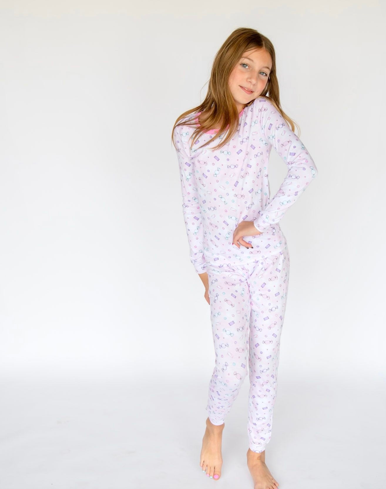 Esme - Girls Pink Candy Pajama Set