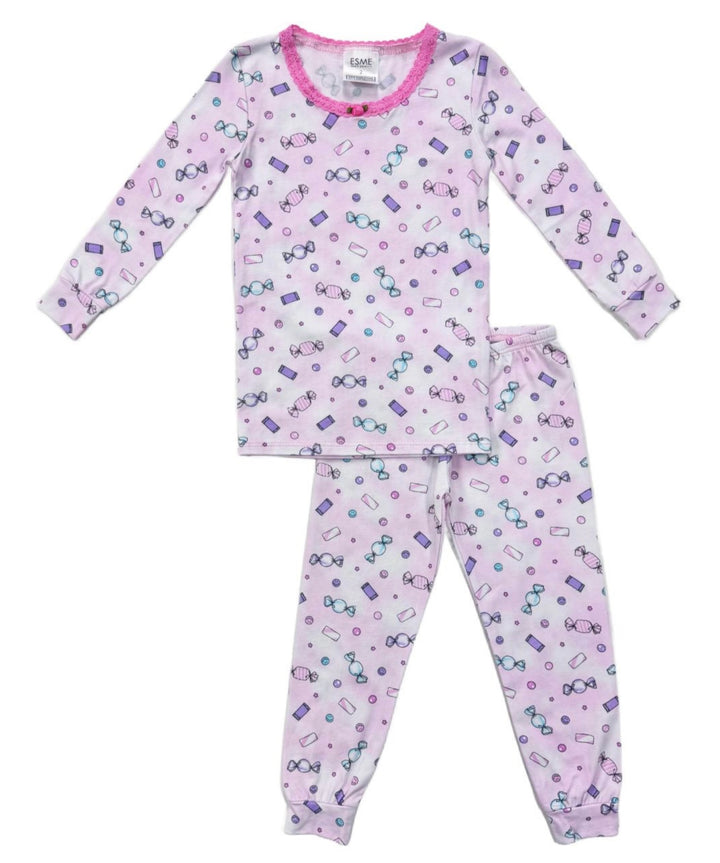 Esme - Girls Pink Candy Pajama Set
