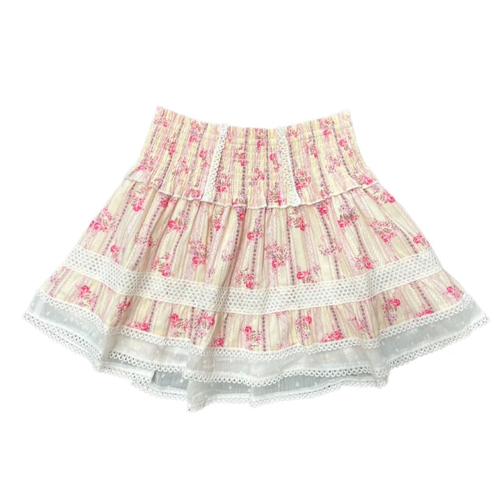 Katie J NYC  Tween Lara Skirt - Cream Floral Stripe