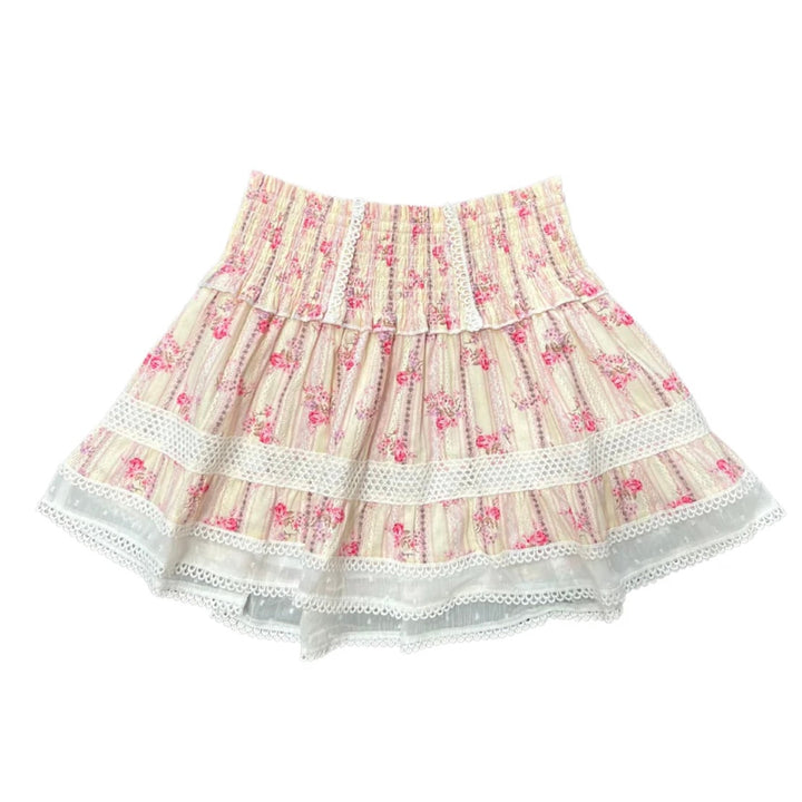 Katie J NYC  Juniors Lara Skirt - Cream Floral Stripe A