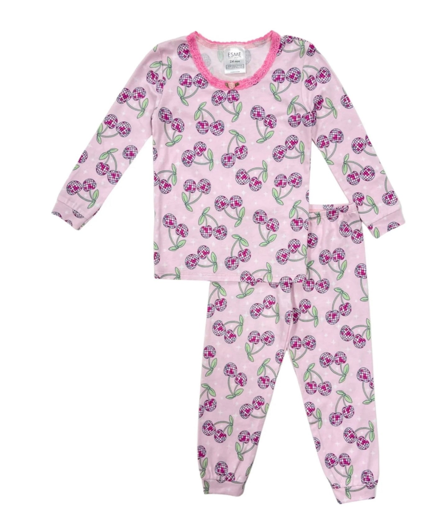 Esme Girl s Disco Cherry Long Sleeve Top Legging Pajama Set I