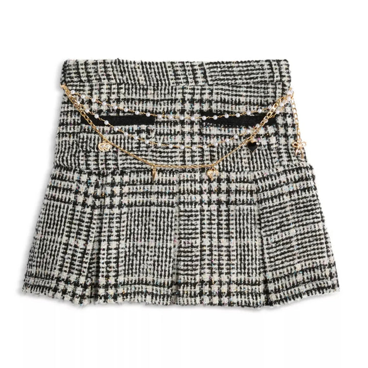 Katie J NYC Girls Tween Hattie Pleated Skirt w/Chain Belt