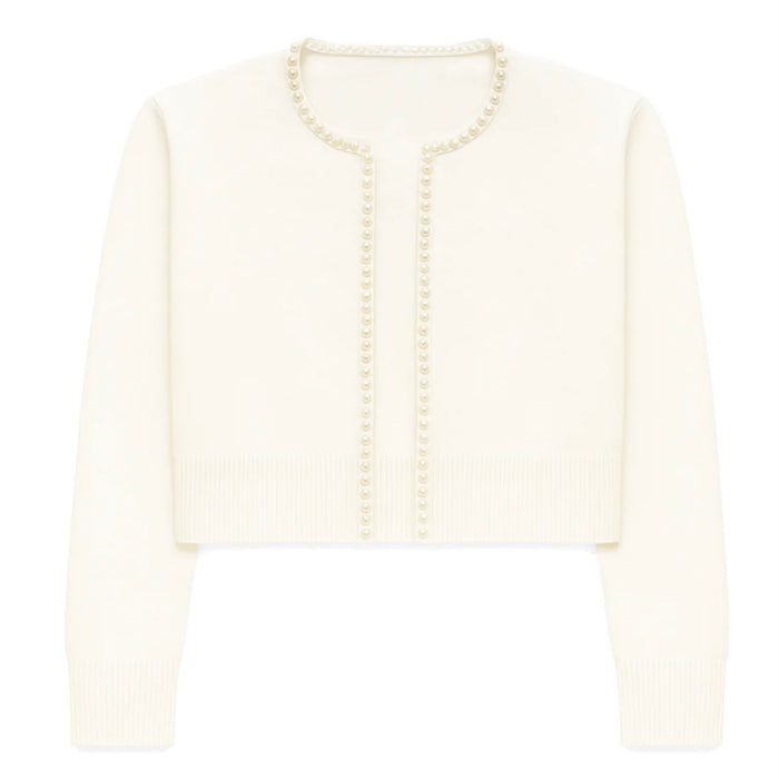 Katie J NYC Girls Tween Kitty Cropped Sweater - Cream