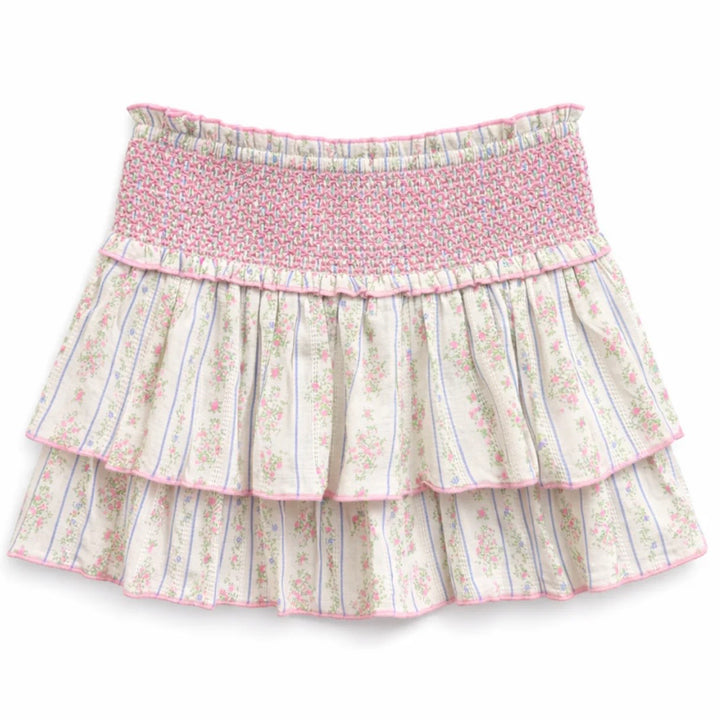 Katie J NYC Juniors/Adult Dominique Smocked Waist Ruffled Skort - Vintage Vine Floral