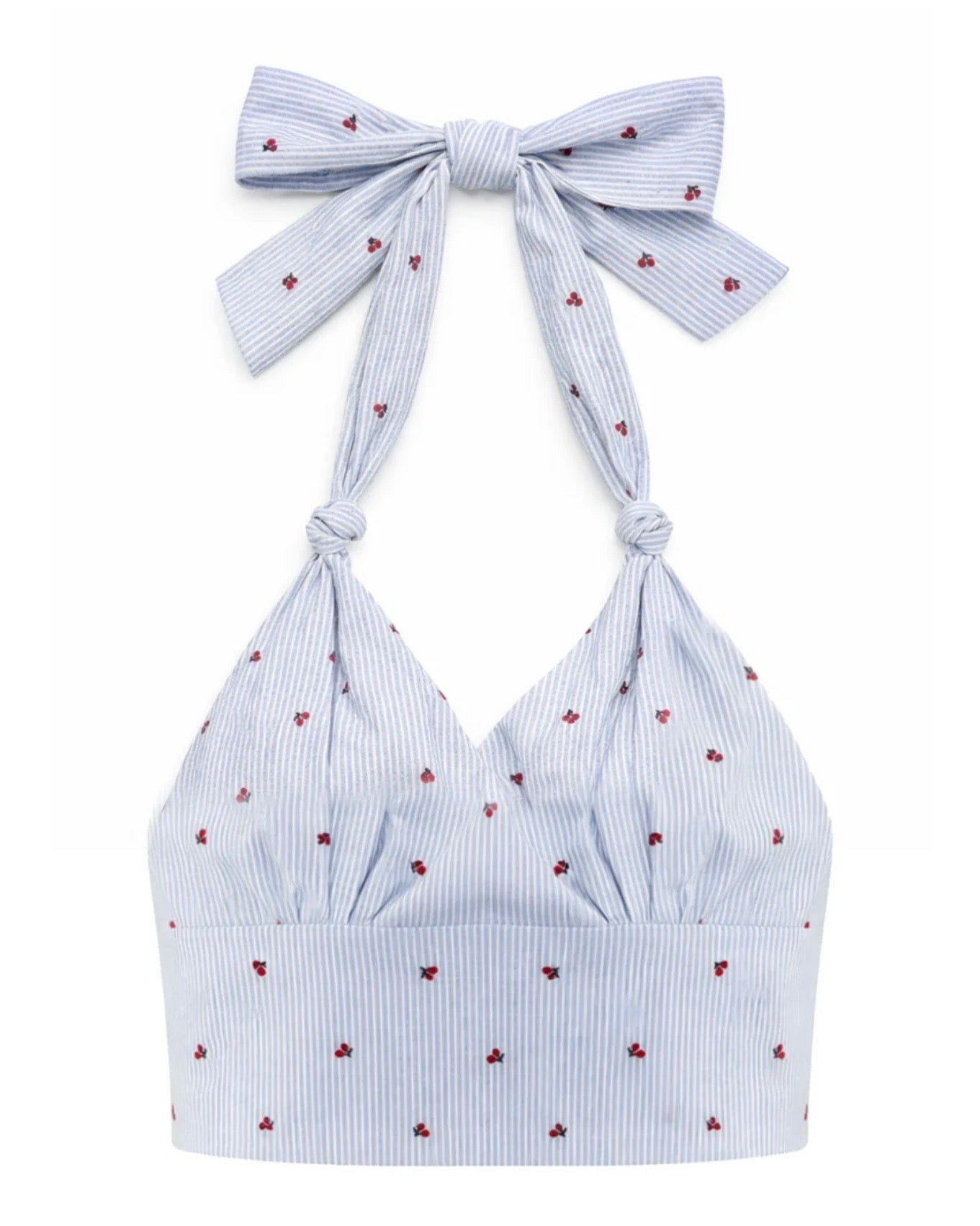 Katie J NYC  Girls/Tween Yvonne Halter Top - Cherry Seersucker