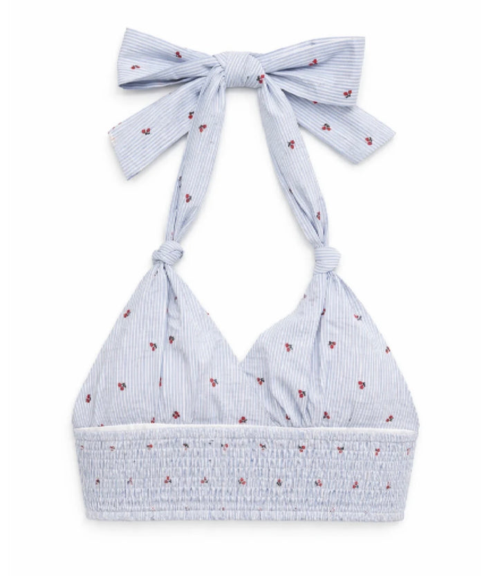 Katie J NYC  Girls/Tween Yvonne Halter Top - Cherry Seersucker