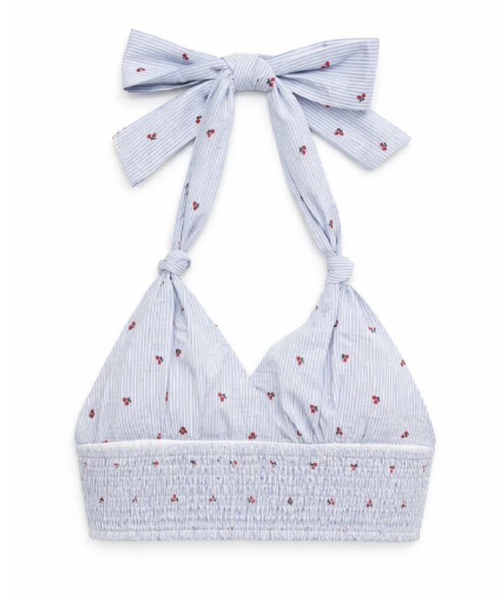 Katie J NYC  Girls/Tween Yvonne Halter Top - Cherry Seersucker