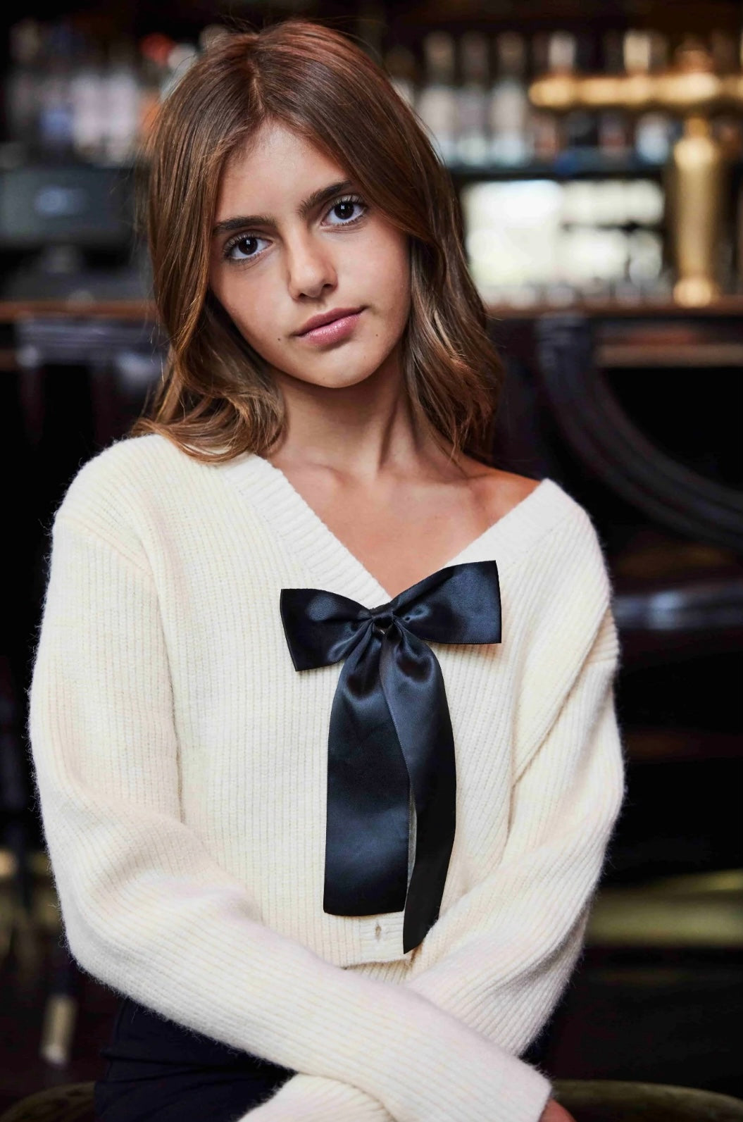 Gold Rush NYC Addison Bow Sweater - Ivory