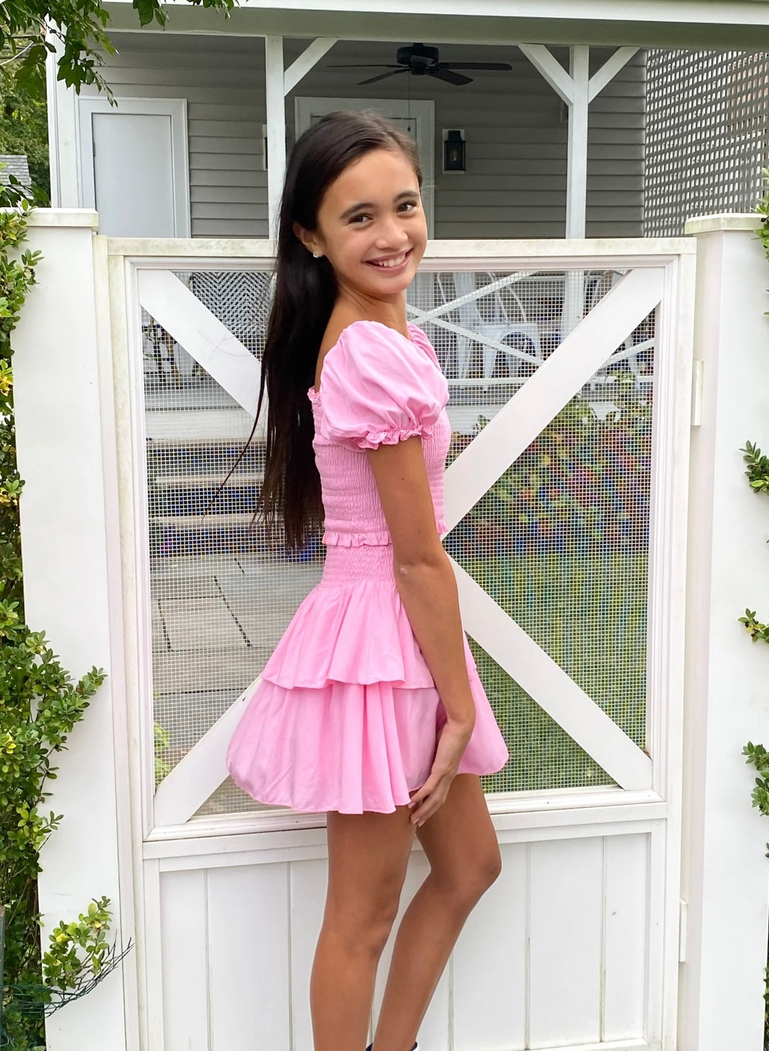 juniors pink dress Girls Juliet Organza Mini Dress In Bliss Pink
