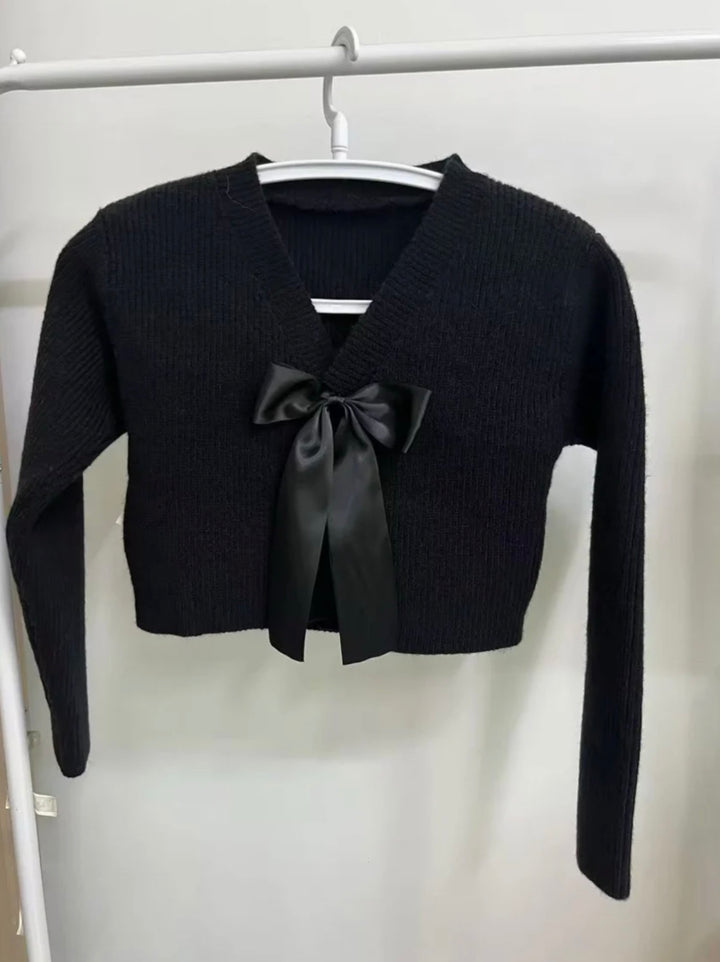 Gold Rush NYC Addison Bow Sweater - Black