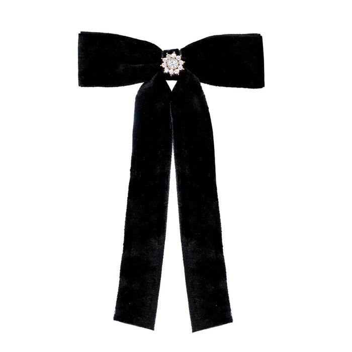 EMI JAY ICONIC VELVET BOW BARRETTE - BLACK NOIR
