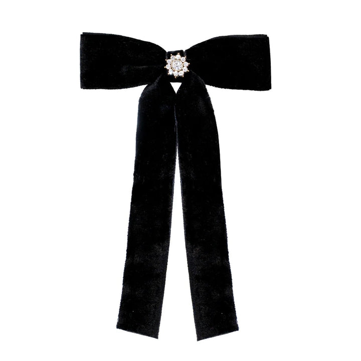 EMI JAY ICONIC VELVET BOW BARRETTE - BLACK NOIR