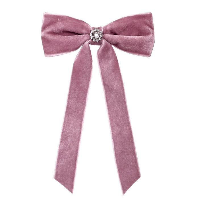 EMI JAY ICONIC VELVET BOW BARRETTE - BABY MAUVE