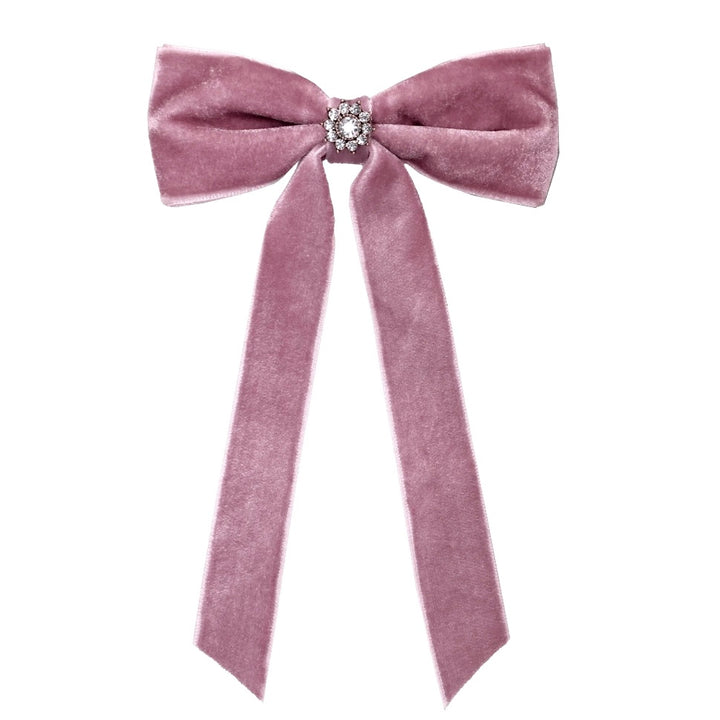 EMI JAY ICONIC VELVET BOW BARRETTE - BABY MAUVE