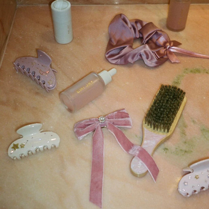 EMI JAY ICONIC VELVET BOW BARRETTE - BABY MAUVE
