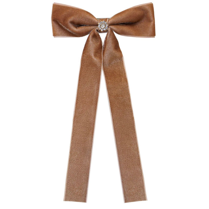 EMI JAY ICONIC VELVET BOW BARRETTE - Mocha Mousse