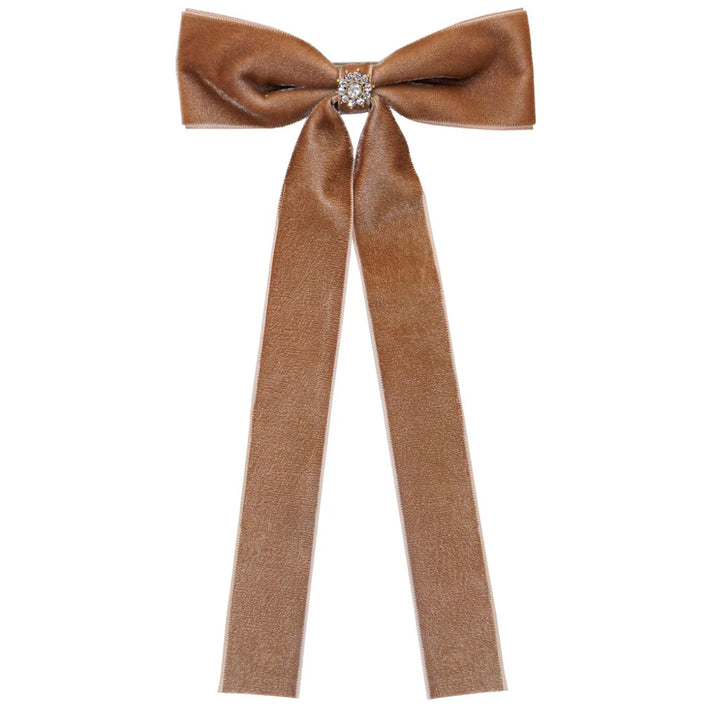 EMI JAY ICONIC VELVET BOW BARRETTE - Mocha Mousse