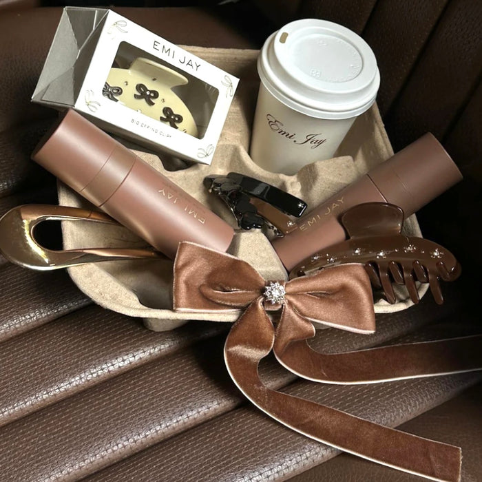 EMI JAY ICONIC VELVET BOW BARRETTE - Mocha Mousse