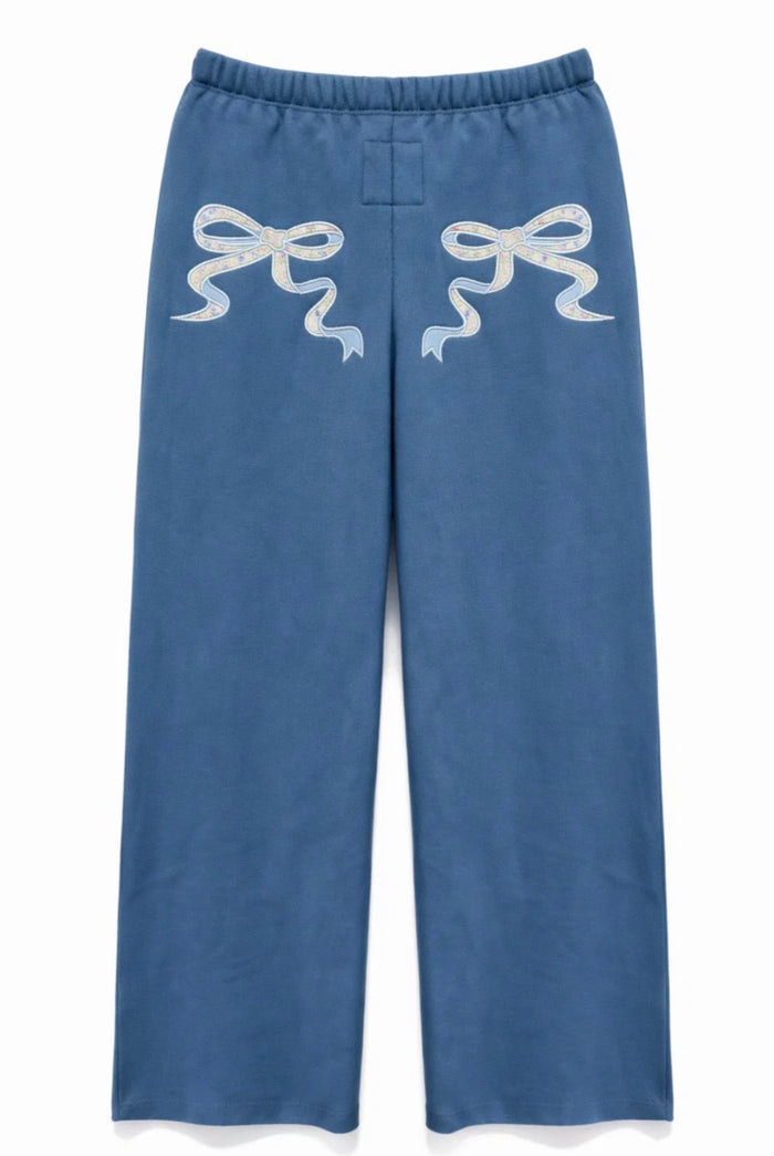 Katie J NYC Tween Shane WideLeg - Denim Blue Bow / Vintage Vine Floral
