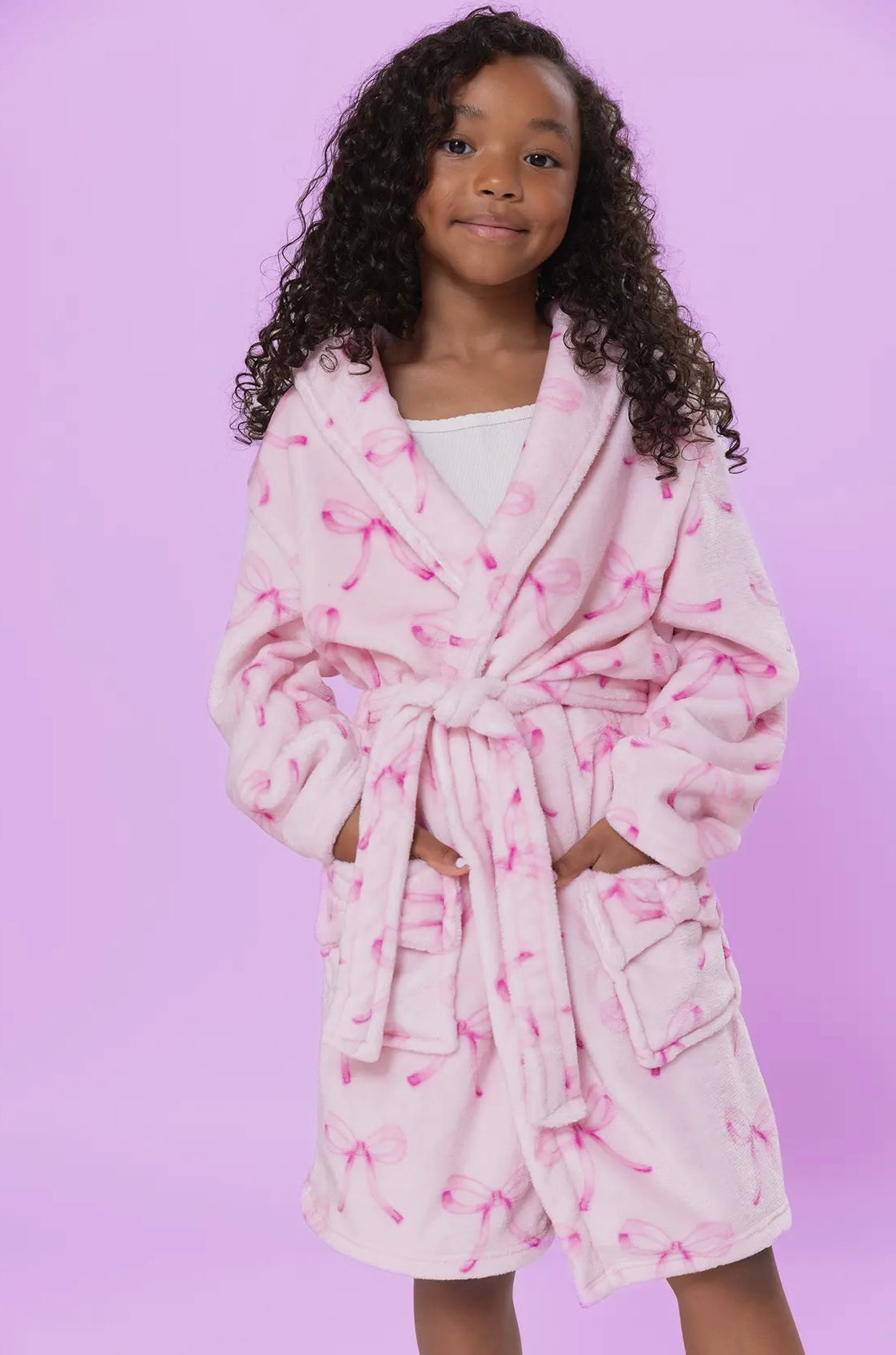 Pink Bows Plush Bathrobe