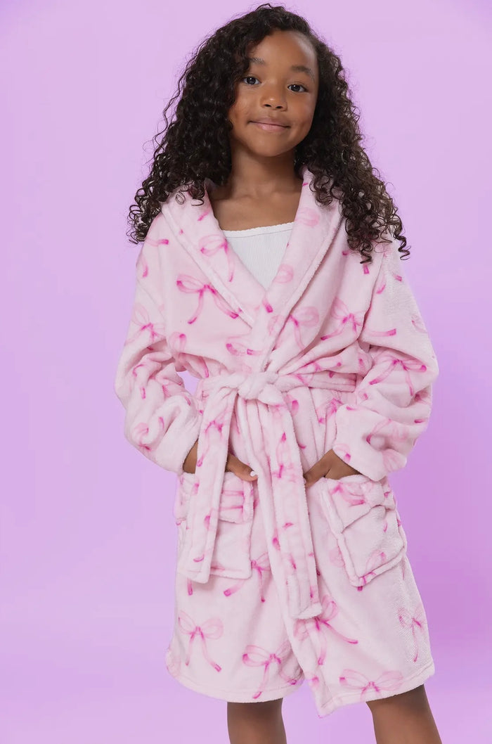 Pink Bows Plush Bathrobe
