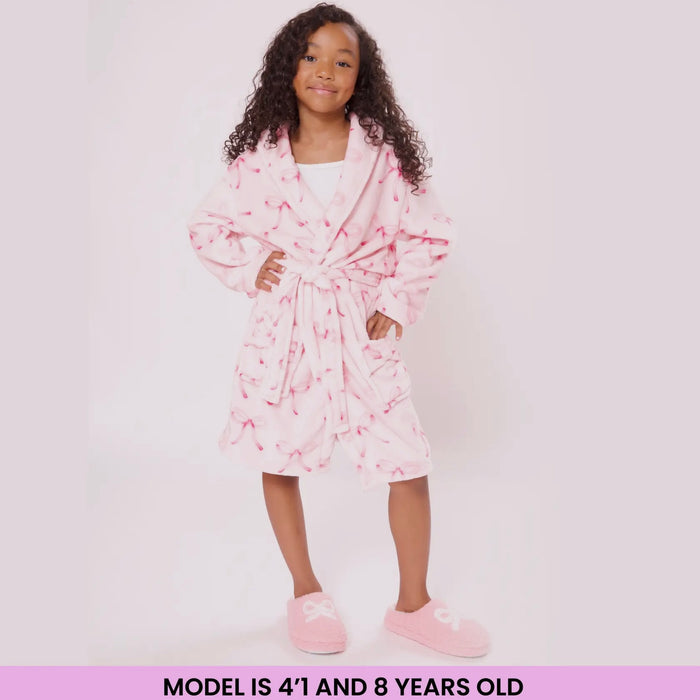 Pink Bows Plush Bathrobe