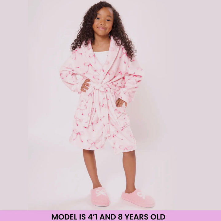 Lilac Floral Bows Plush Bathrobe