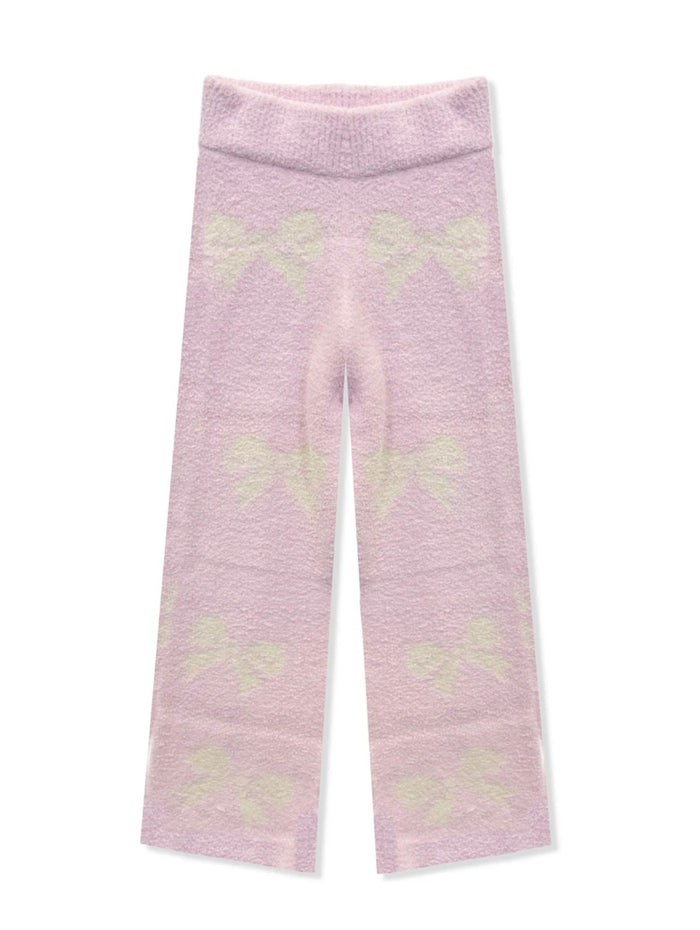 Katie J NYC  Tween Parker Comfy Pants - Pink Bow Intarsia