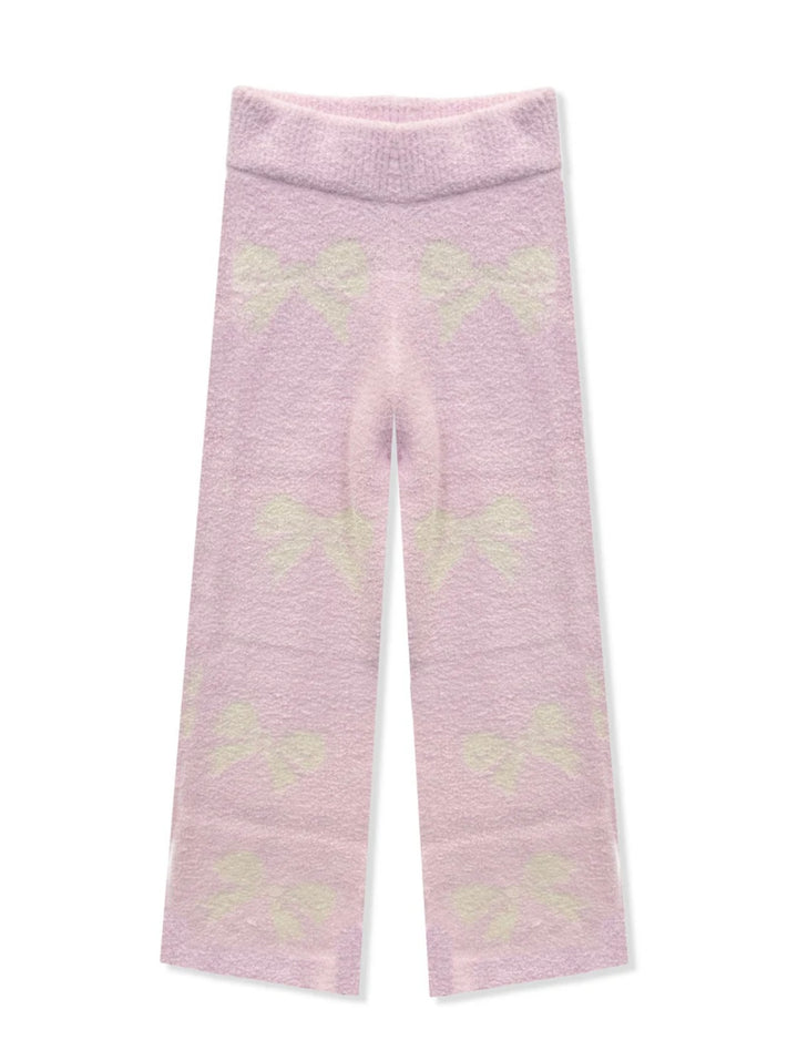 Katie J NYC  Tween Parker Comfy Pants - Pink Bow Intarsia