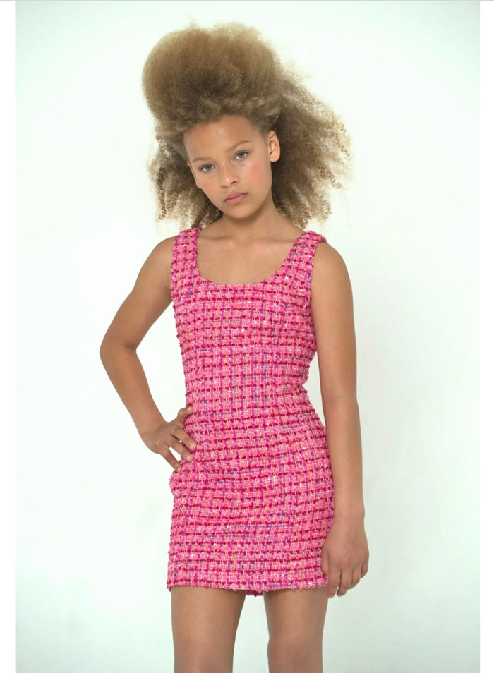 Katie J NYC  Tweens Miranda Dress - Pink Multi Boucle