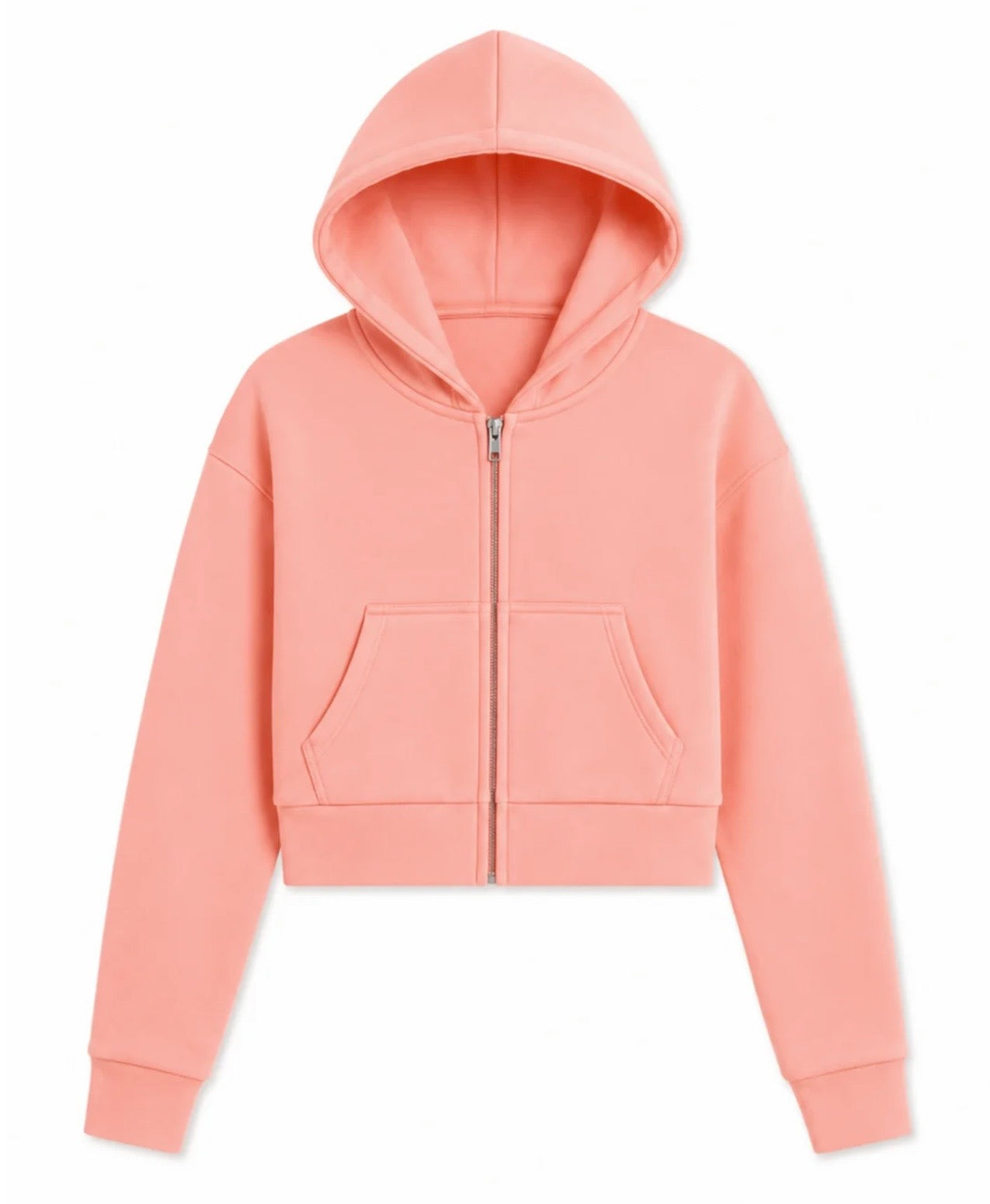 Katie J NYC Tween Dylan Crop Zip Sweatshirt - Apricot Blush