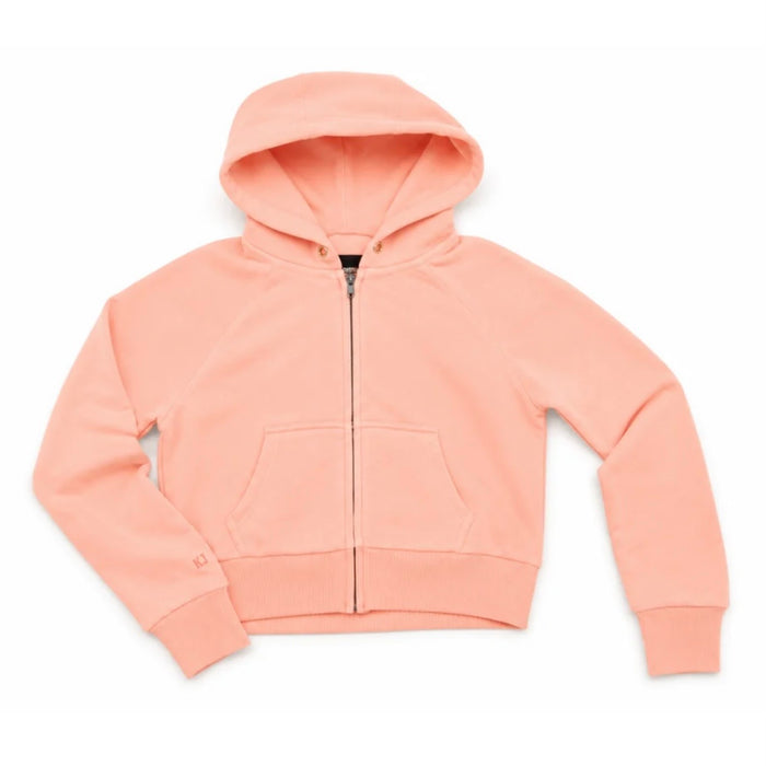 Katie J NYC Tween Dylan Crop Zip Sweatshirt - Apricot Blush