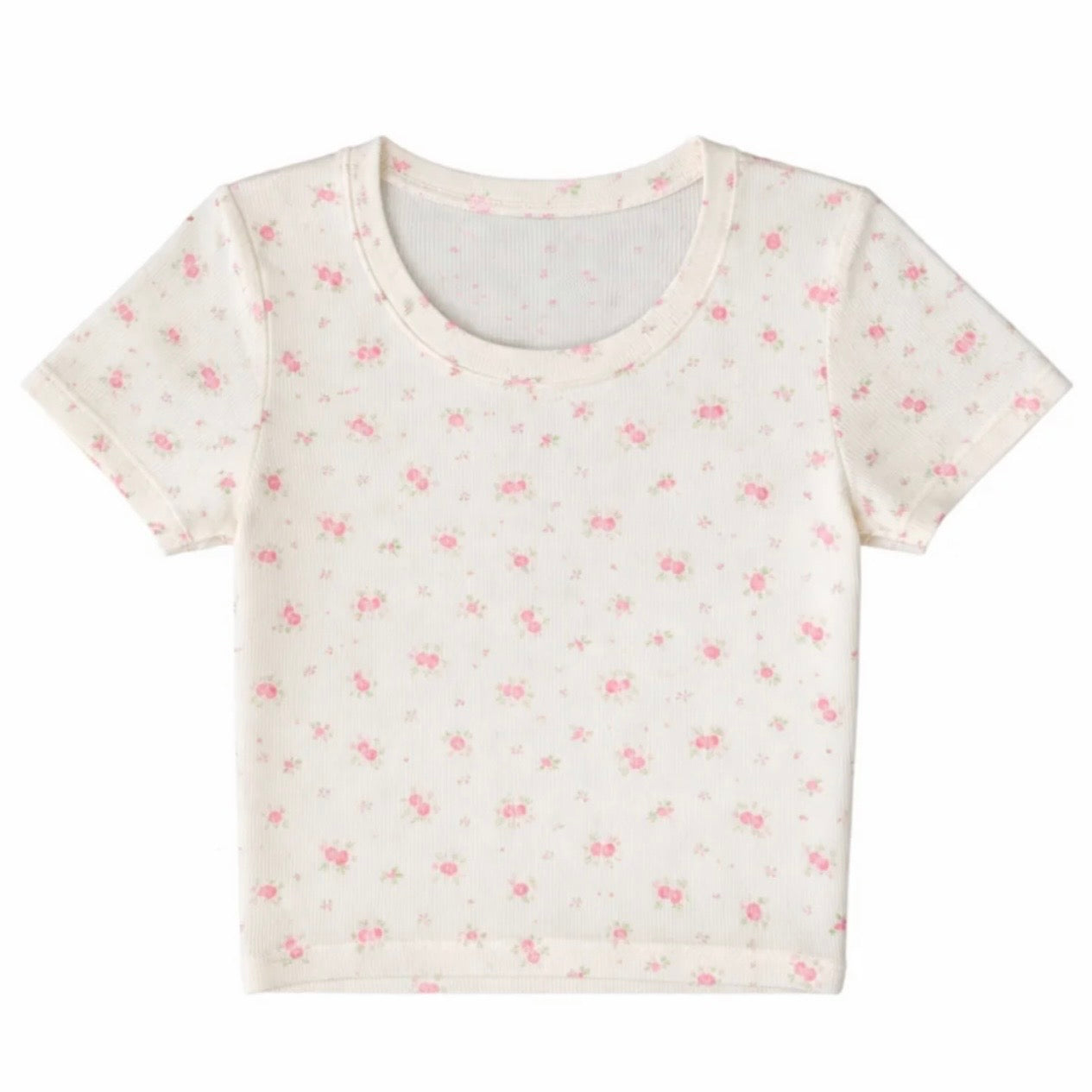 Katie J NYC  Junior’s Livi Short Sleeve Tee - Cutesy Rose