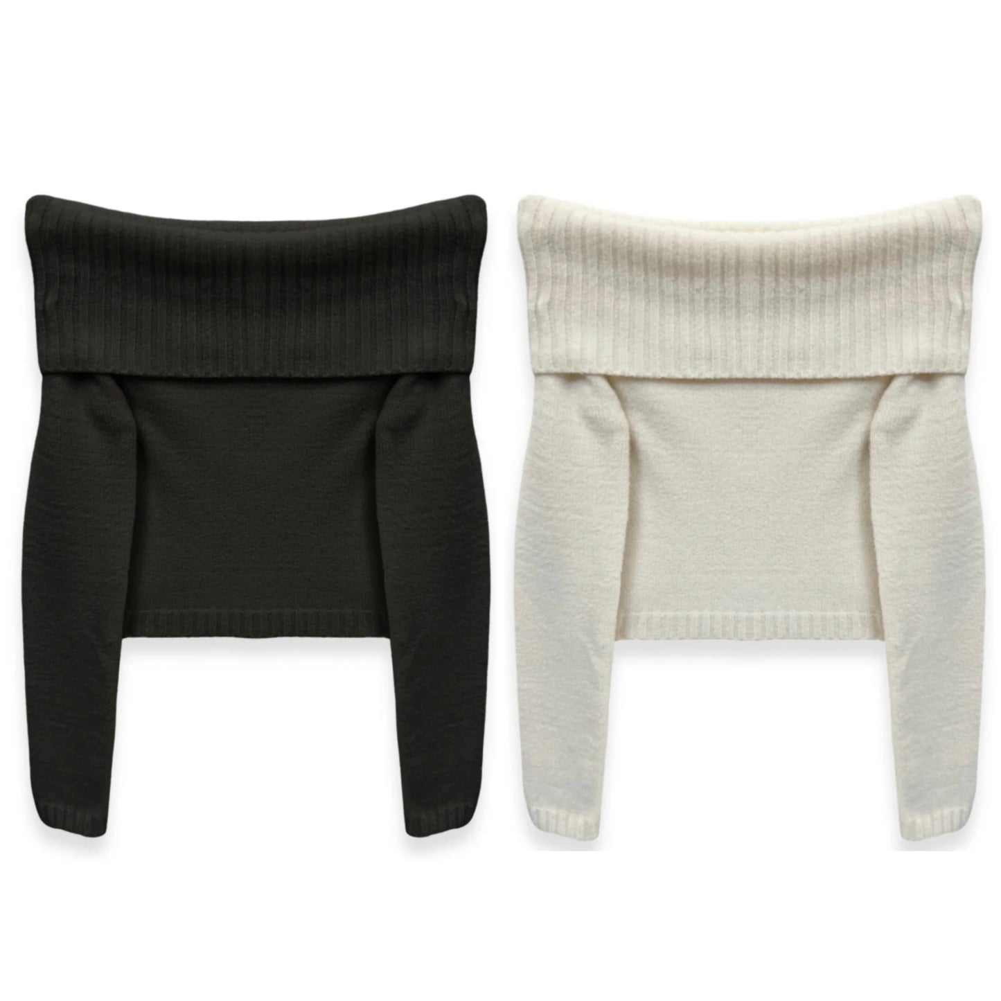 Katie J NYC Tween Nikki Off Shoulder Sweater - Cream & Black