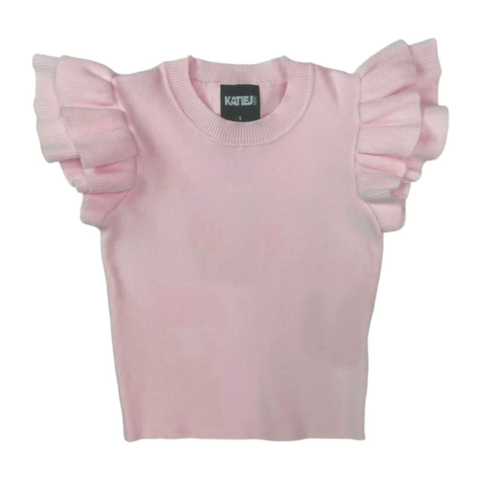 Katie J NYC  Junior Isla Top - Baby Pink & Off White