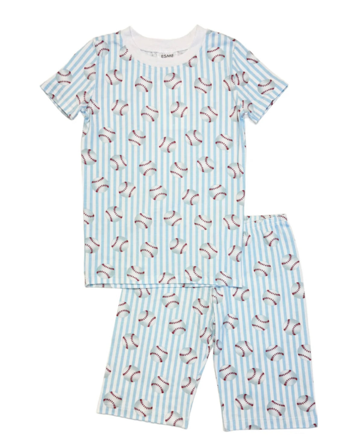 Esme Boy's New Baseball Pajama Set - Short Sleeve & Shorts