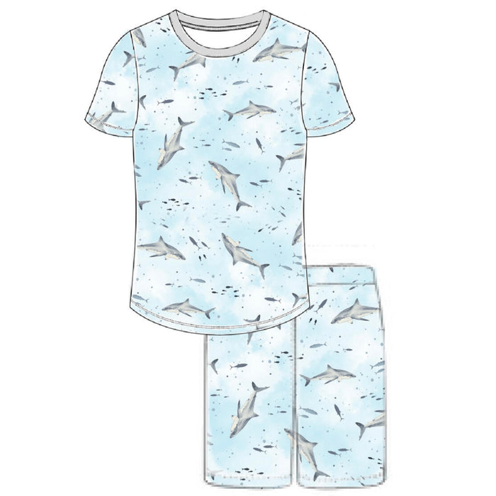 Esme Boy's New Shark Pajama Set - Short Sleeve & Shorts