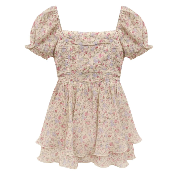 Katie J NYC Girls Tween Francesca Printed SS Ruched Bodice Dress