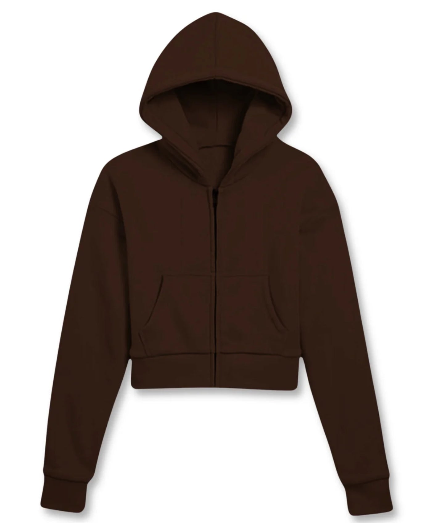 Katie J NYC Tween Dylan Crop Zip Sweatshirt - Chocolate