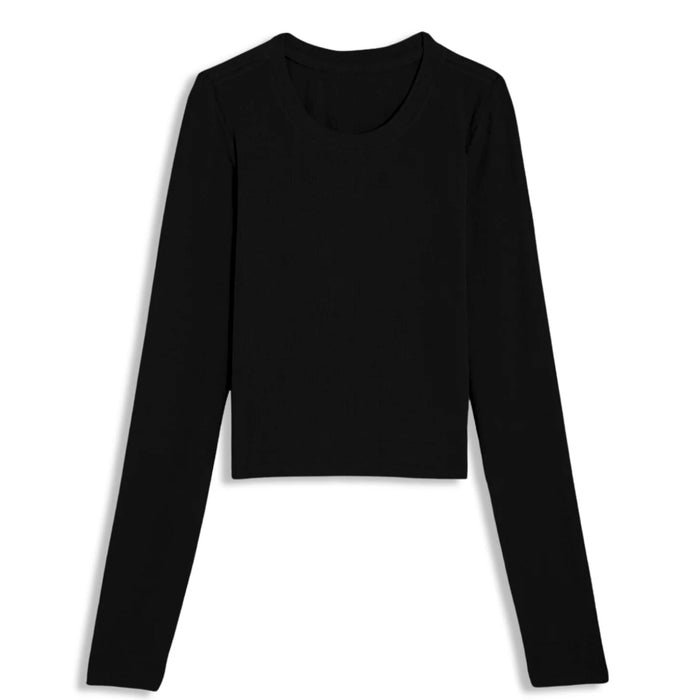 Katie J NYC Girls Tween Livi Long Sleeve Tee Ribbed Tee 2.0 (LONGER Length) in Black