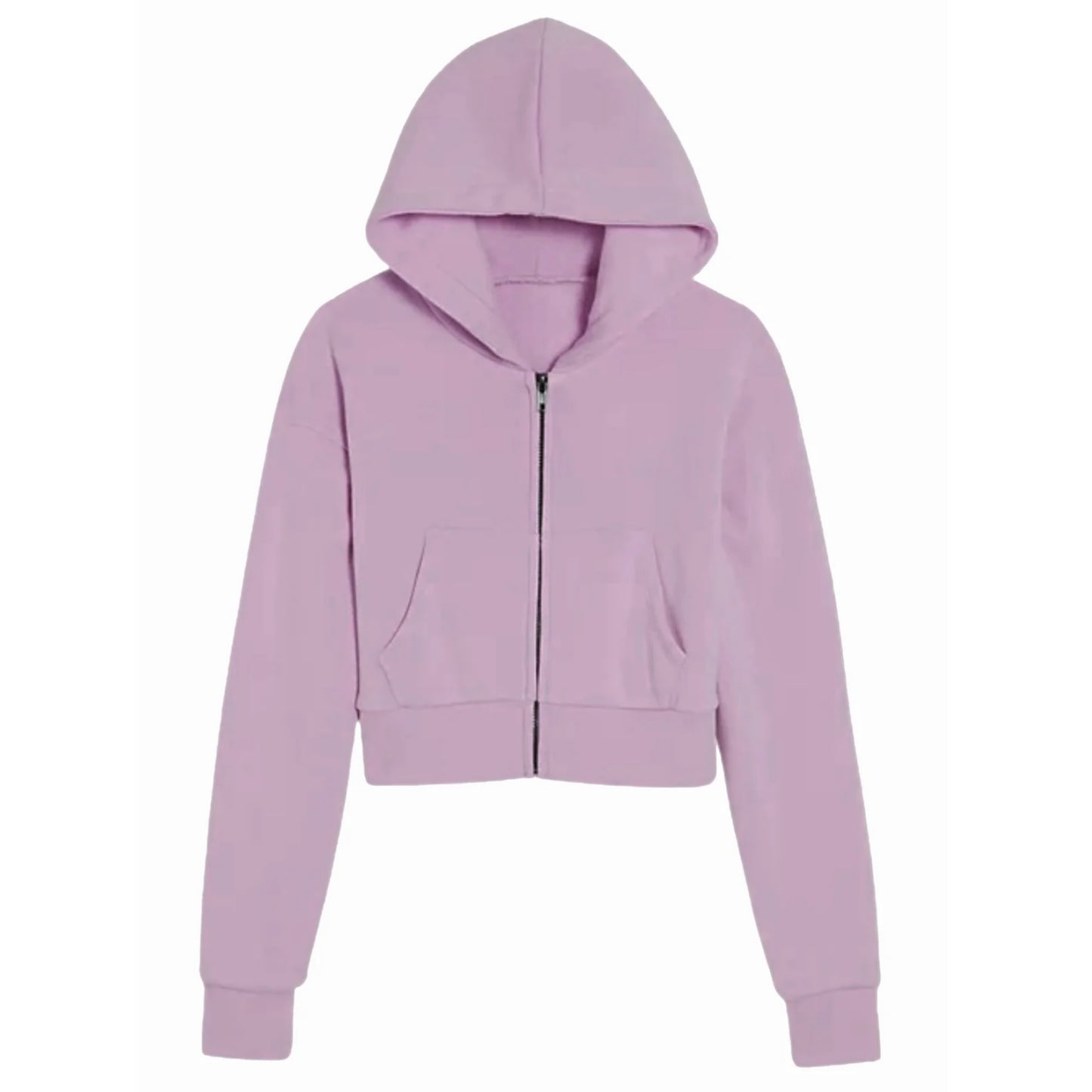 Katie J NYC Tween Dylan Crop Zip Hoodie Sweatshirt in Dusty Mauve w/ Front Kangaroo Pockets