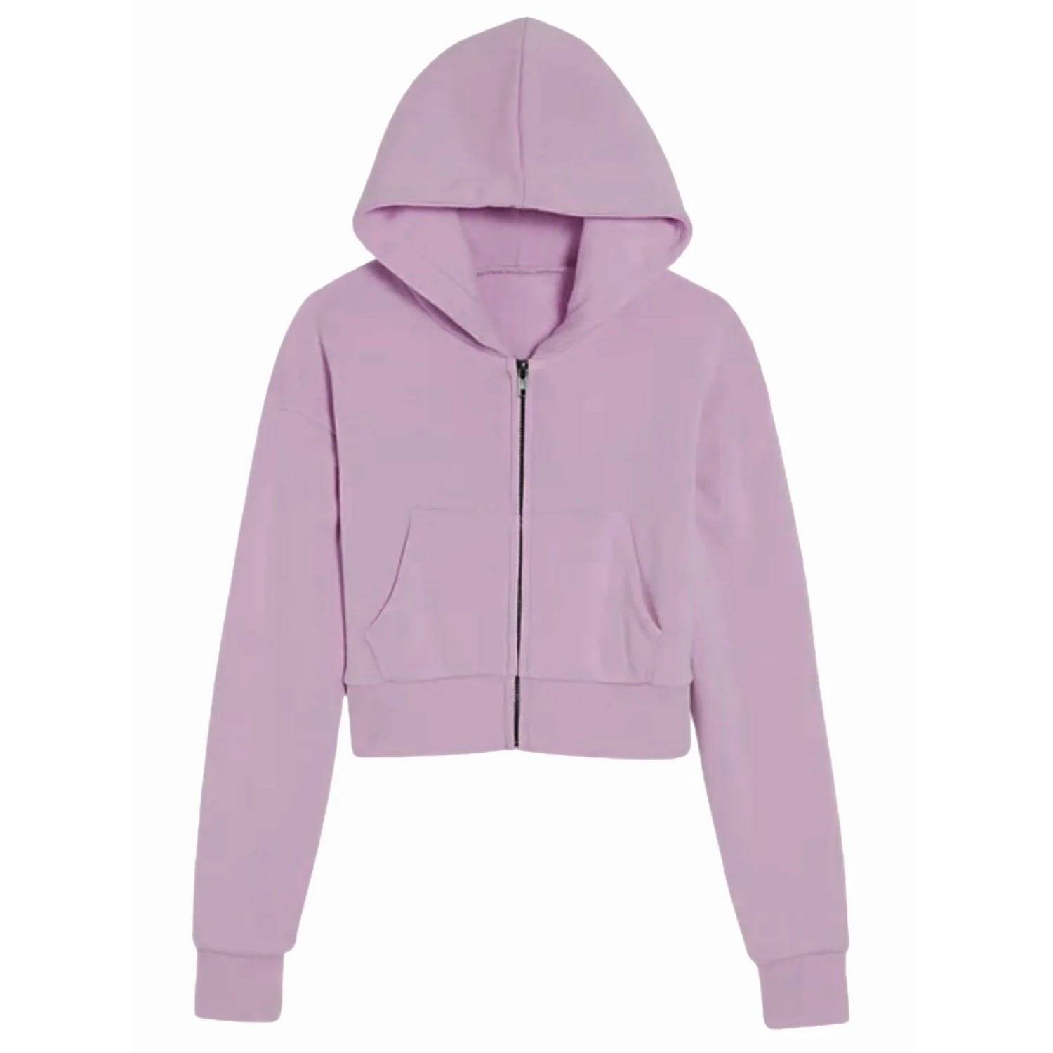 Katie J NYC Tween Dylan Crop Zip Hoodie Sweatshirt in Dusty Mauve w/ Front Kangaroo Pockets