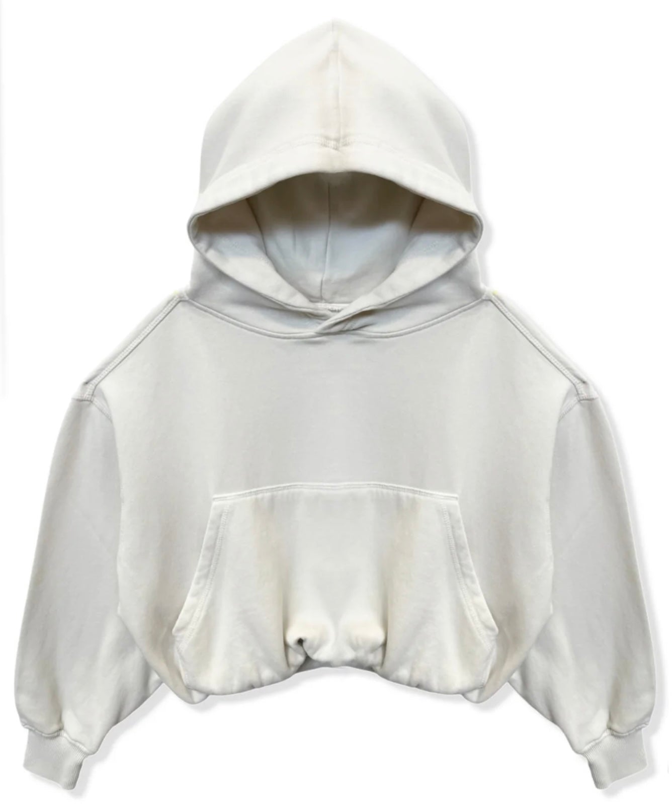 Katie J NYC Tween Ryan Bubble Hoodie in Ecru w/ Kangaroo Front Pocket