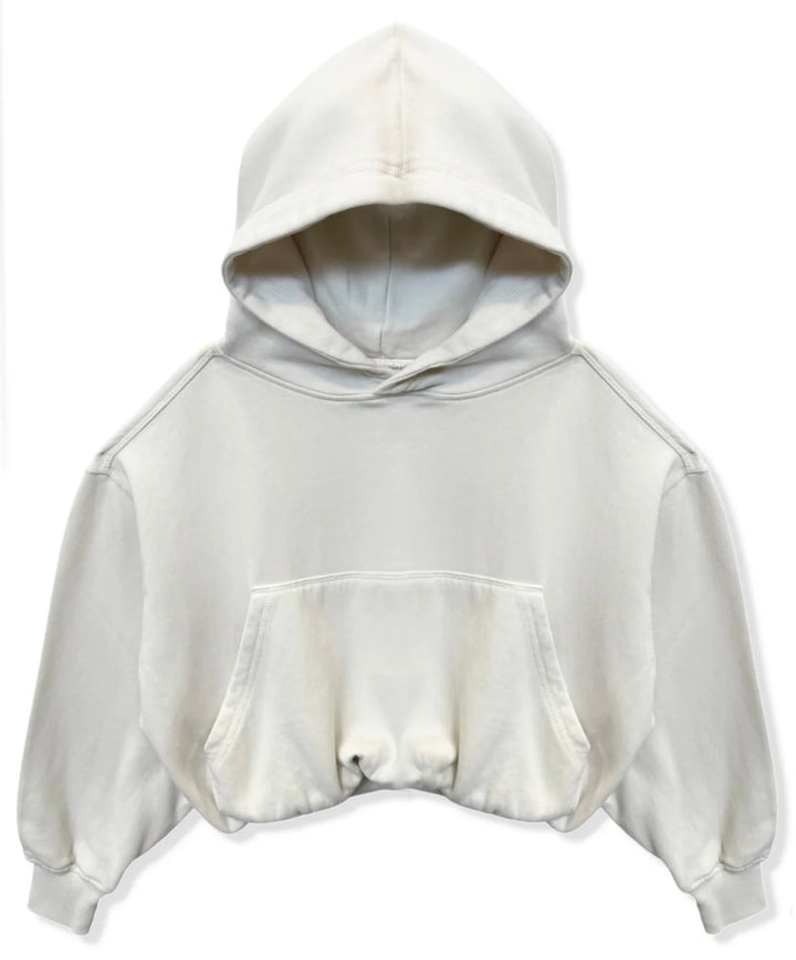 Katie J NYC Tween Ryan Bubble Hoodie in Ecru w/ Kangaroo Front Pocket