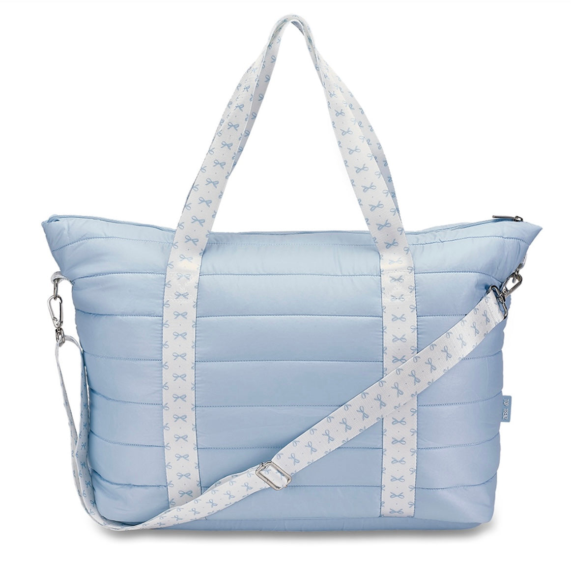 Top Trenz Blue Puffer Tote Bag w/ Bow Strap