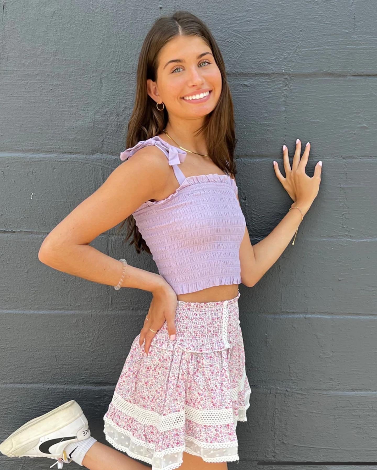 Katie J NYC  Juniors Lara Pink Floral Skirt
