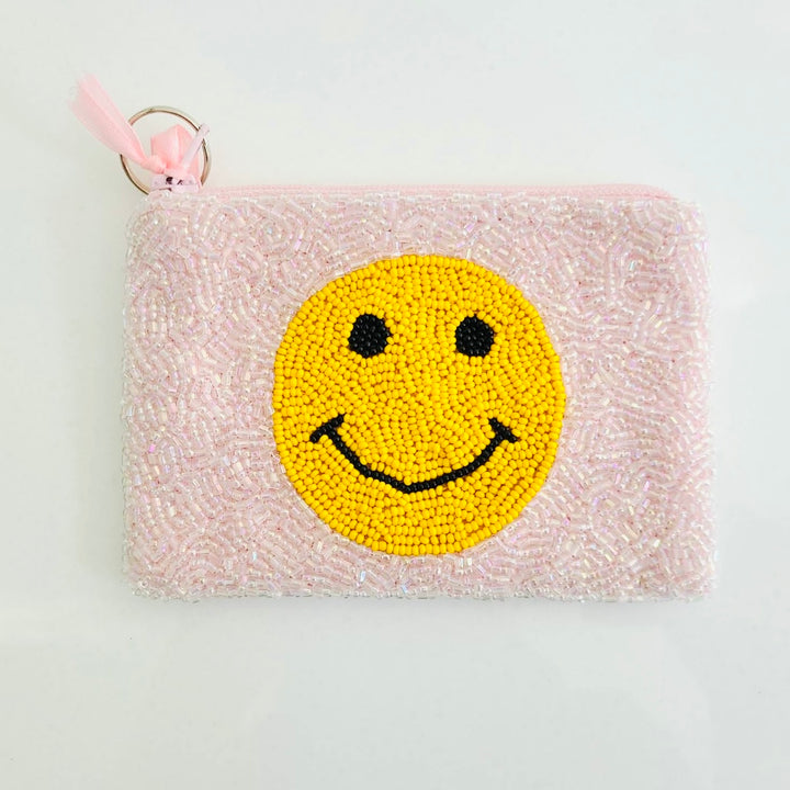 Smiley Face Zip Pouch - Pink